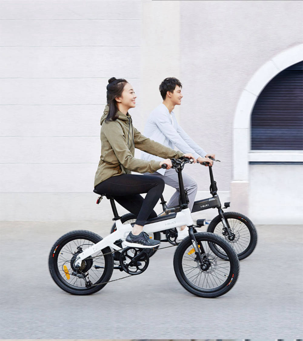 Xiaomi HIMO C20 Xe đạp điện có thể gập lại 250W Động cơ tối đa 25km / h 10Ah Pin ẩn Máy bơm bơm hơi tốc độ biến đổi - Màu trắng